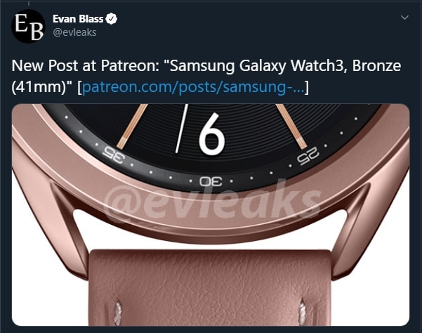 Samsung Galaxy Watch 3 41mm có phiên bản màu Vàng đồng